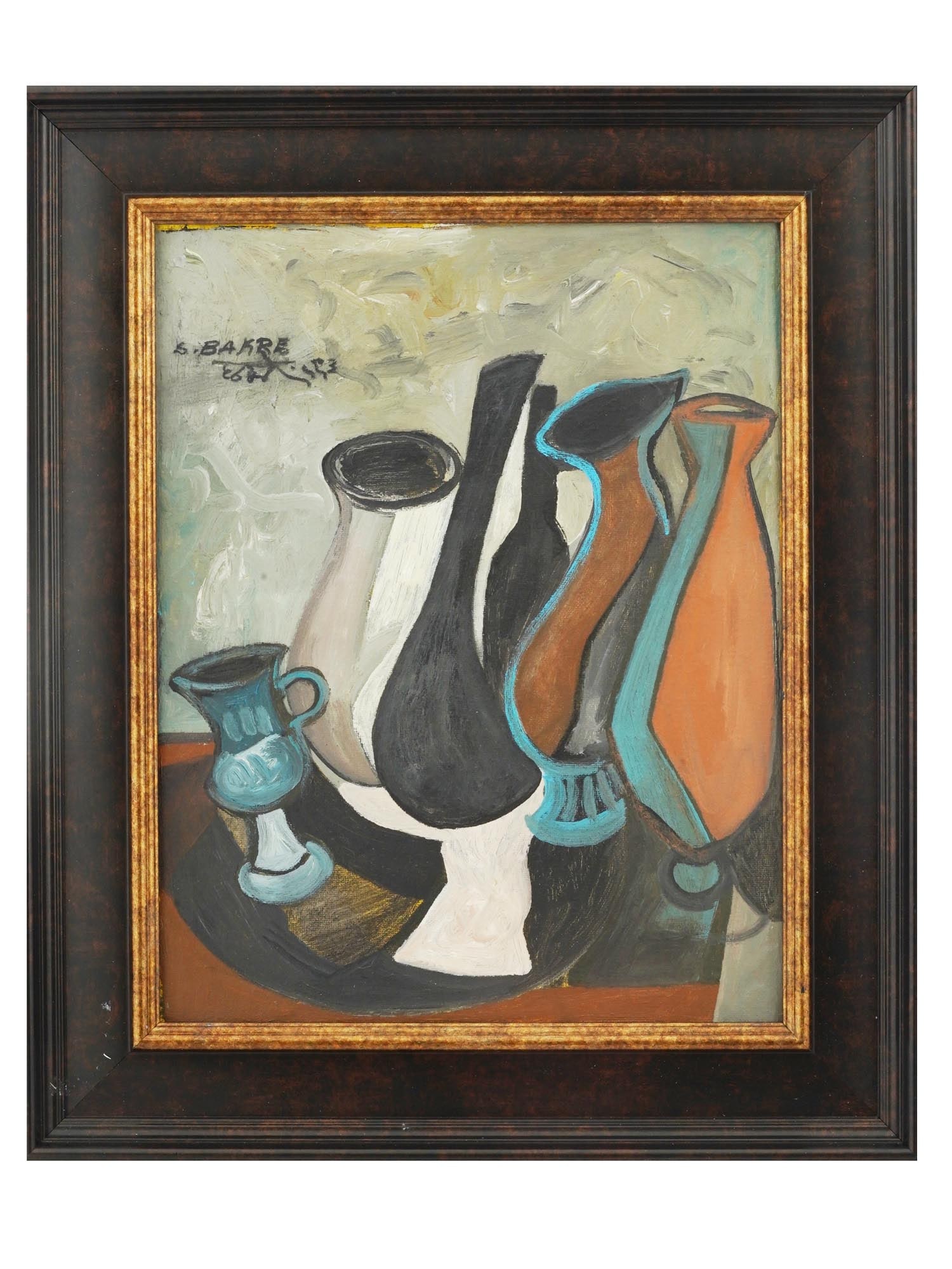 ATTR TO SADANAND BAKRE INDIAN STILL LIFE OIL PAINTING (1 of 6)