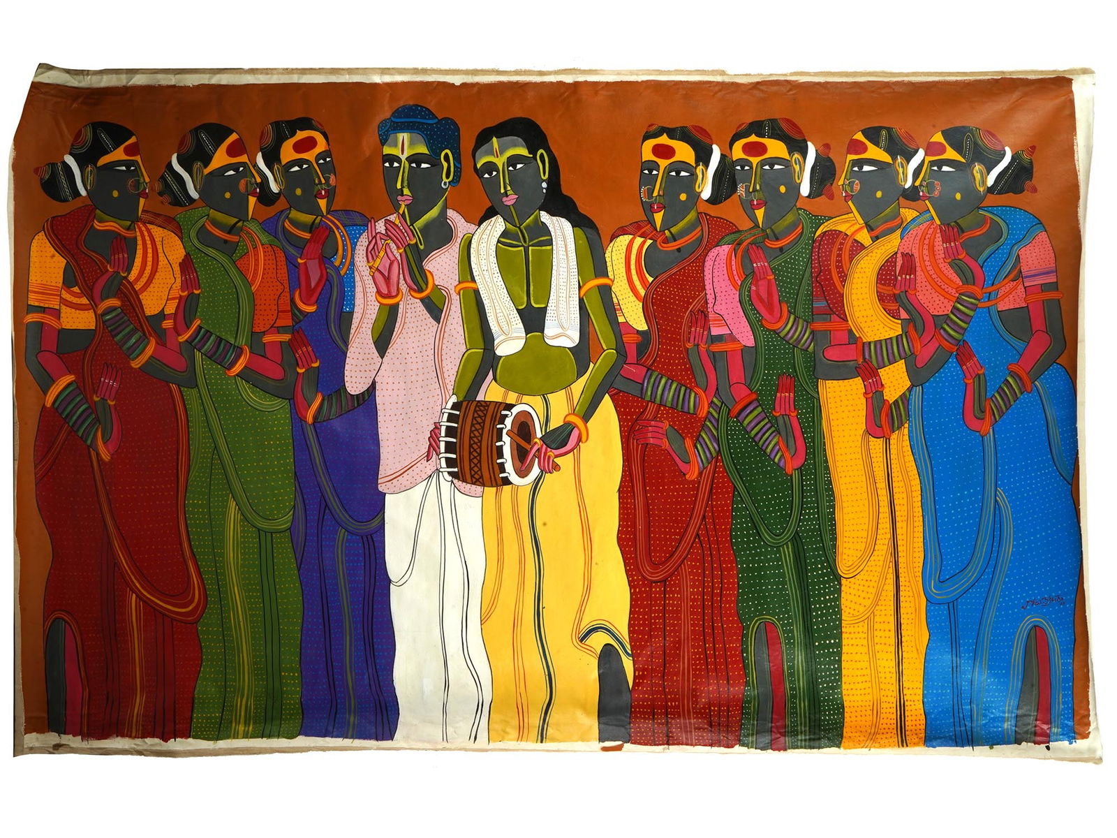 Thota Vaikuntam Indian Acrylic Painting With Coa Auction