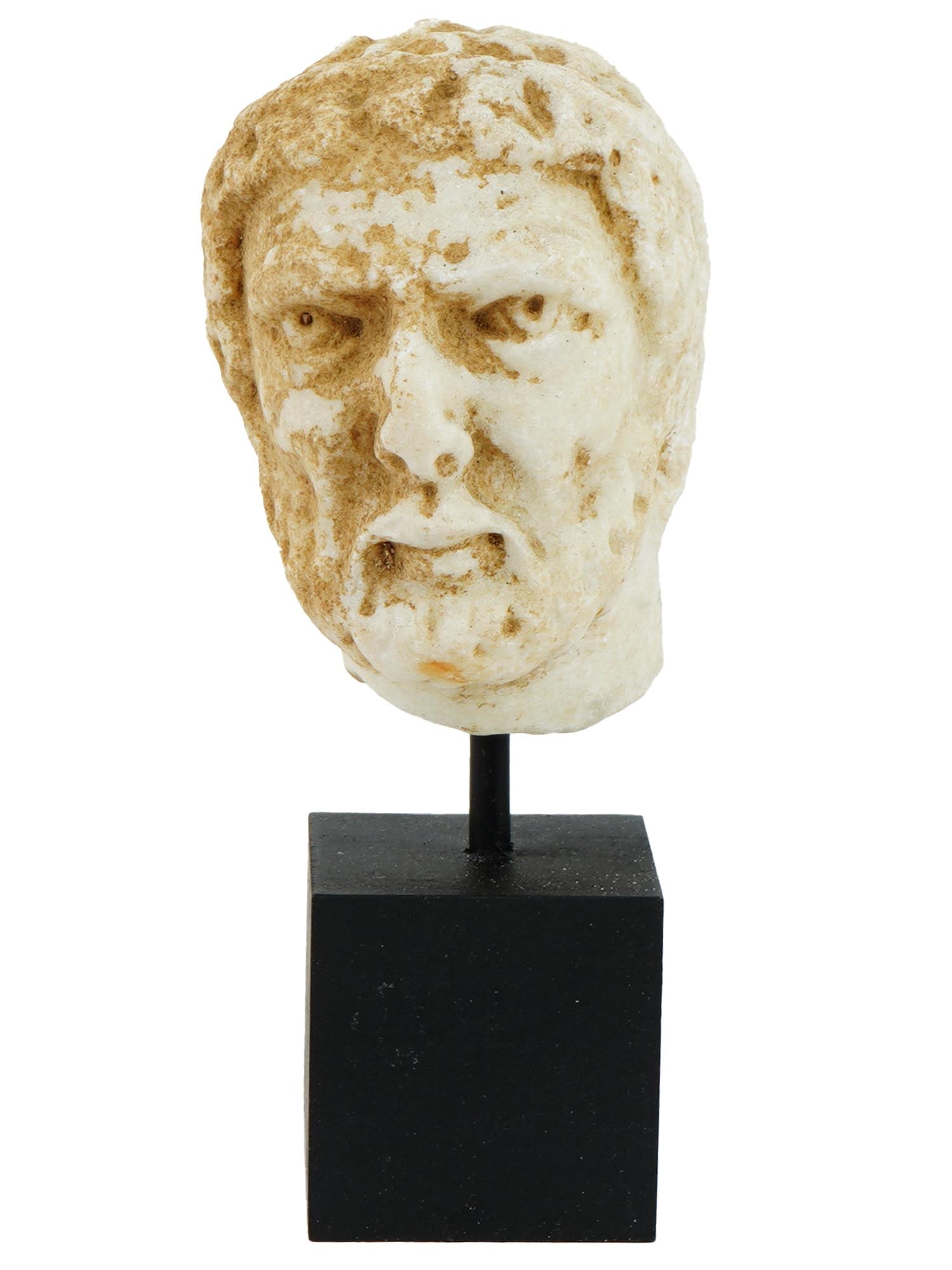 ANCIENT ROMAN CARVED MARBLE MALE HEAD SCULPTURE (1 of 6)