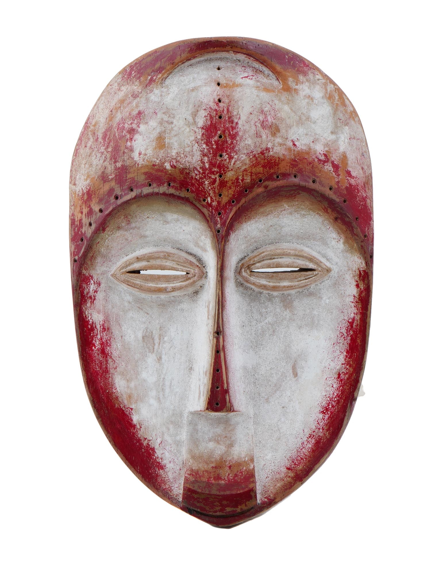CENTRAL AFRICAN CONGO LEGA BWAMI RED WOODEN MASK (1 of 5)