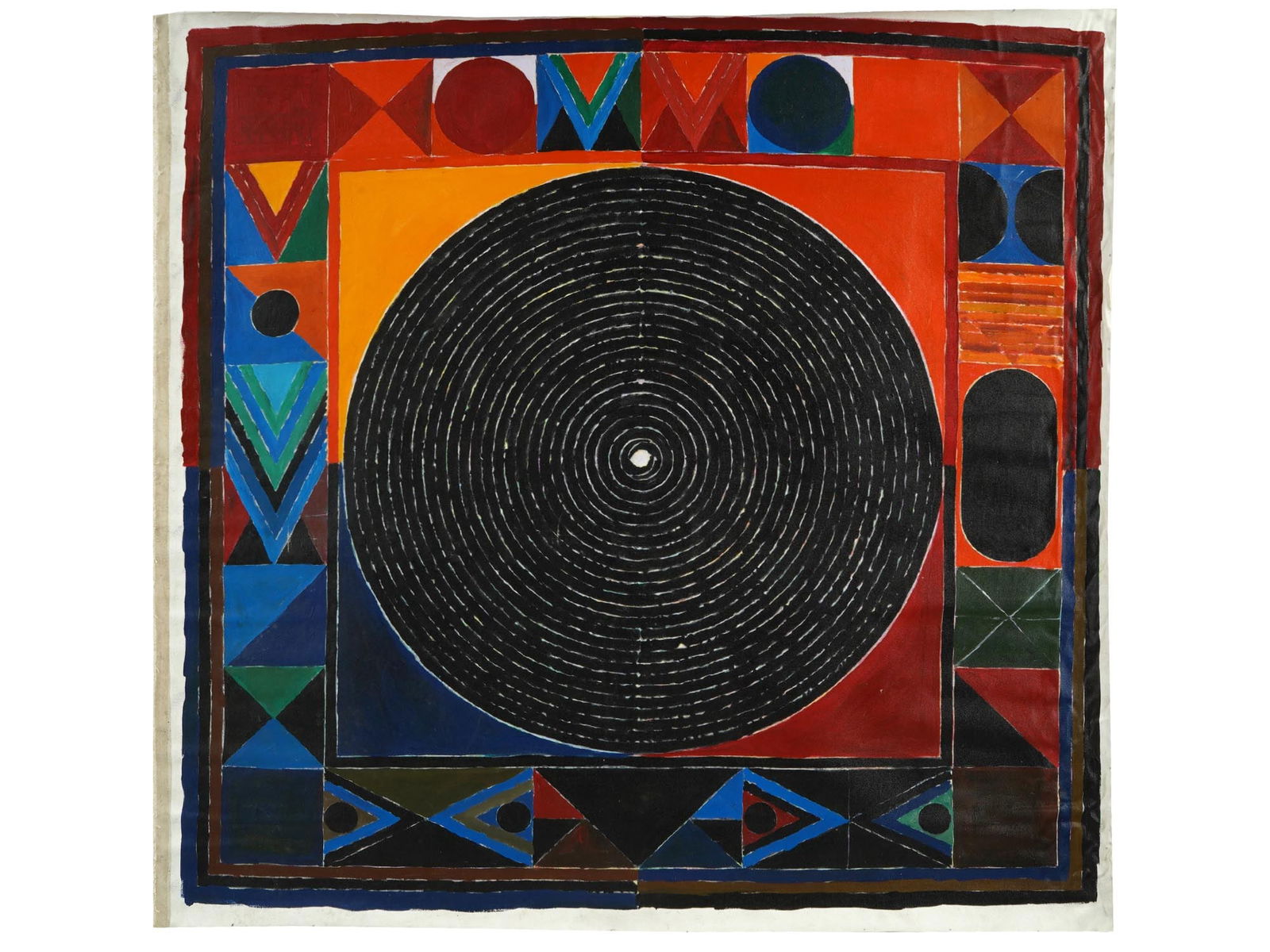 INDIAN ACRYLIC PAINTING ATTR SAYED HAIDER RAZA W COA (1 of 7)