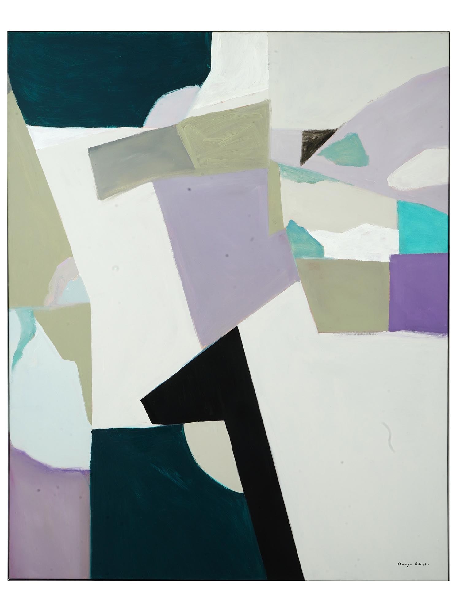 ATTR TO KENZO OKADA JAPANESE ABSTRACT OIL PAINTING (1 of 4)