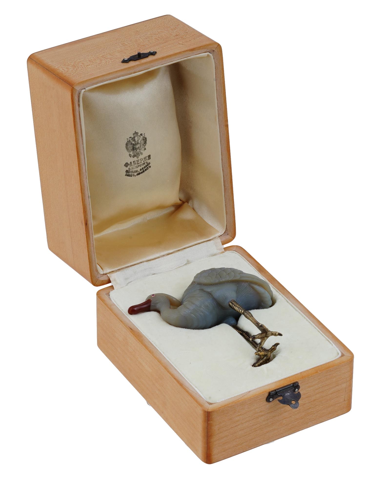 Russian Silver Agate Figurine Of A Crane With Ruby Eyes Auction