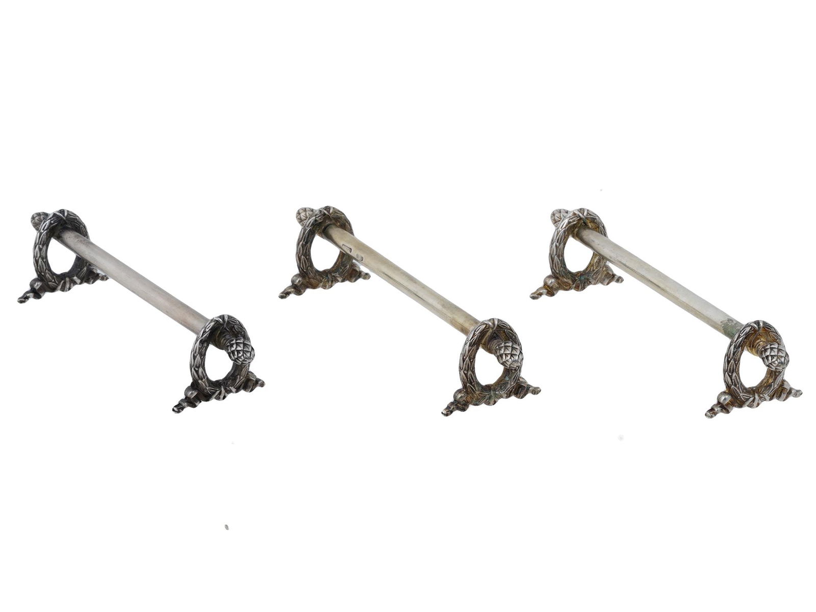 RUSSIAN SET OF 3 RUSSIAN 84 SILVER KNIFE RESTS (1 of 7)
