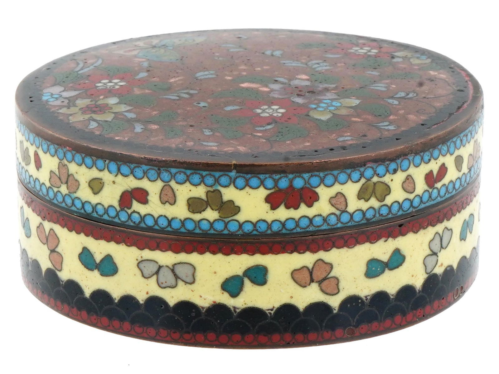 ANTIQUE JAPANESE MEIJI CLOISONNE ENAMEL KOGO BOX (1 of 4)