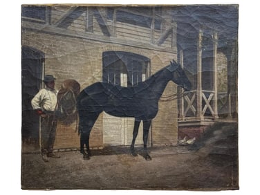 ANTIQUE AMERICAN PAINTING ATTR TO EDWARD TROYE