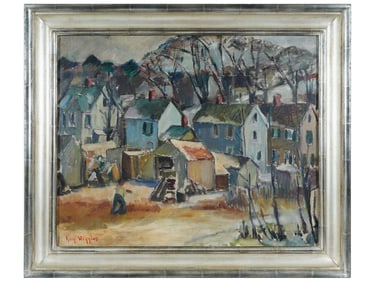 SIGNED GUY WIGGINS AMERICAN CITYSCAPE PAINTING