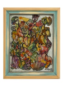 MODERN MIXED MEDIA PAINTING BY A. LEBEDEV SIGNED FRAMED
