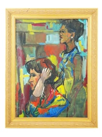 MODERN AFRO AMERICAN SCHOOL PORTRAIT OIL PAINTING