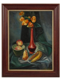 MID CENTURY PAINTING STILL LIFE SIGNED VOLBERDING