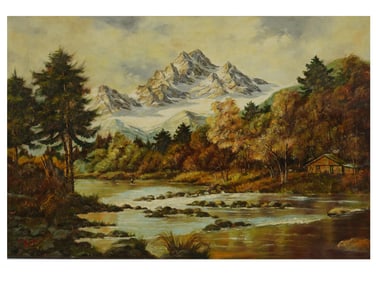 ATTR TO BOB ROSS AMERICAN LANDSCAPE OIL PAINTING