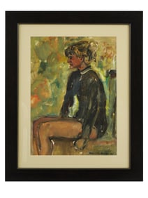 ATTR TO BEAUFORD DELANEY AMERICAN GOUACHE PAINTING