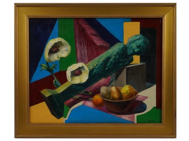 ATTR VLADIMIR ROSSINE CUBIST STILL LIFE OIL PAINTING