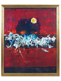 ATTRIBUTED TO VASUDEO S GAITONDE INDIAN OIL PAINTING