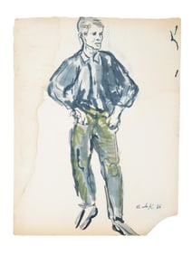 ATTR TO ELAINE DE KOONING SKETCH MIXED MEDIA PAINTING