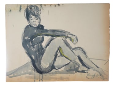ATTR TO ELAINE DE KOONING SKETCH WATERCOLOR PAINTING