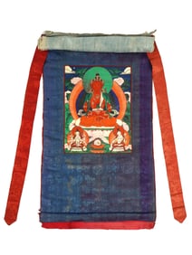 ANTIQUE CHINESE THANGKA PAINTING FROM TIBET AMITAYUS