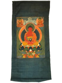 ANTIQUE CHINESE THANGKA PAINTING FROM TIBET AMITAYUS