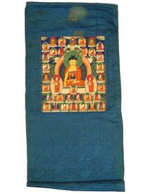 ANTIQUE CHINA THANGKA PAINTING TIBET SHAKYAMUNI BUDDHA