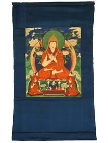 ANTIQUE CHINESE THANGKA PAINTING TIBET CANGYANG GYACO