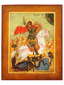 20TH CENTURY RUSSIAN ORTHODOX ICON OF SAINT GEORGE
