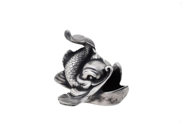LARGE RUSSIAN SOLID SILVER DOLPHIN FIGURE FOR CAVIAR
