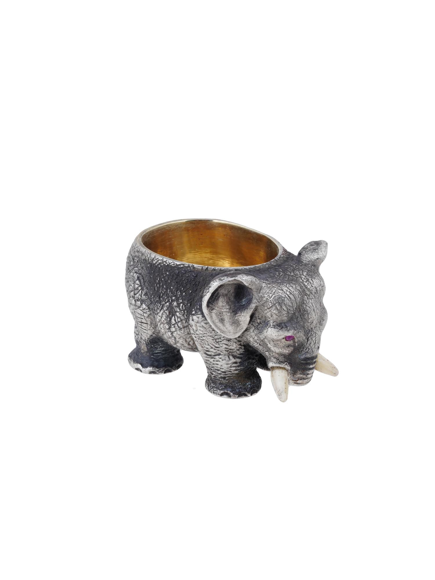 RUSSIAN SILVER ELEPHANT SALT CELLAR WITH RUBY EYES (1 of 8)