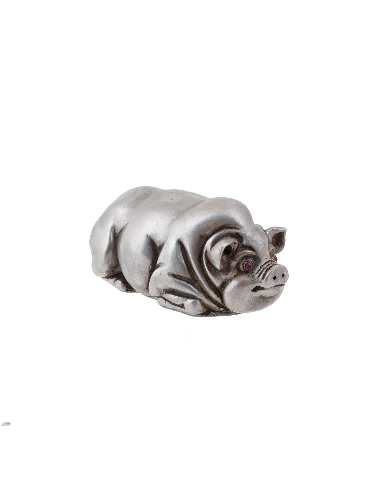 RUSSIAN SILVER FIGURINE OF A PIG WITH RUBY EYES (1 of 8)