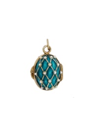 RUSSIAN SILVER GILT ENAMEL EGG LOCKET PENDANT W PEARLS