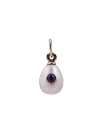 RUSSIAN 14K GOLD PEARL EGG PENDANT WITH RUBY