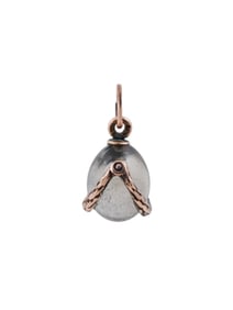 RUSSIAN 14K GOLD CARVED CRYSTAL EASTER EGG PENDANT