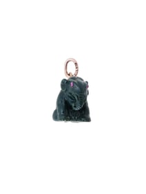 RUSSIAN 14K GOLD CARVED JADE ELEPHANT EGG PENDANT
