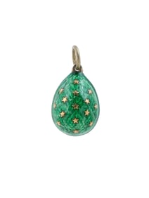 RUSSIAN GILT SILVER GUILLOCHE ENAMEL EGG PENDANT