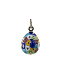 RUSSIAN GILT SILVER CLOISONNE ENAMEL EGG PENDANT