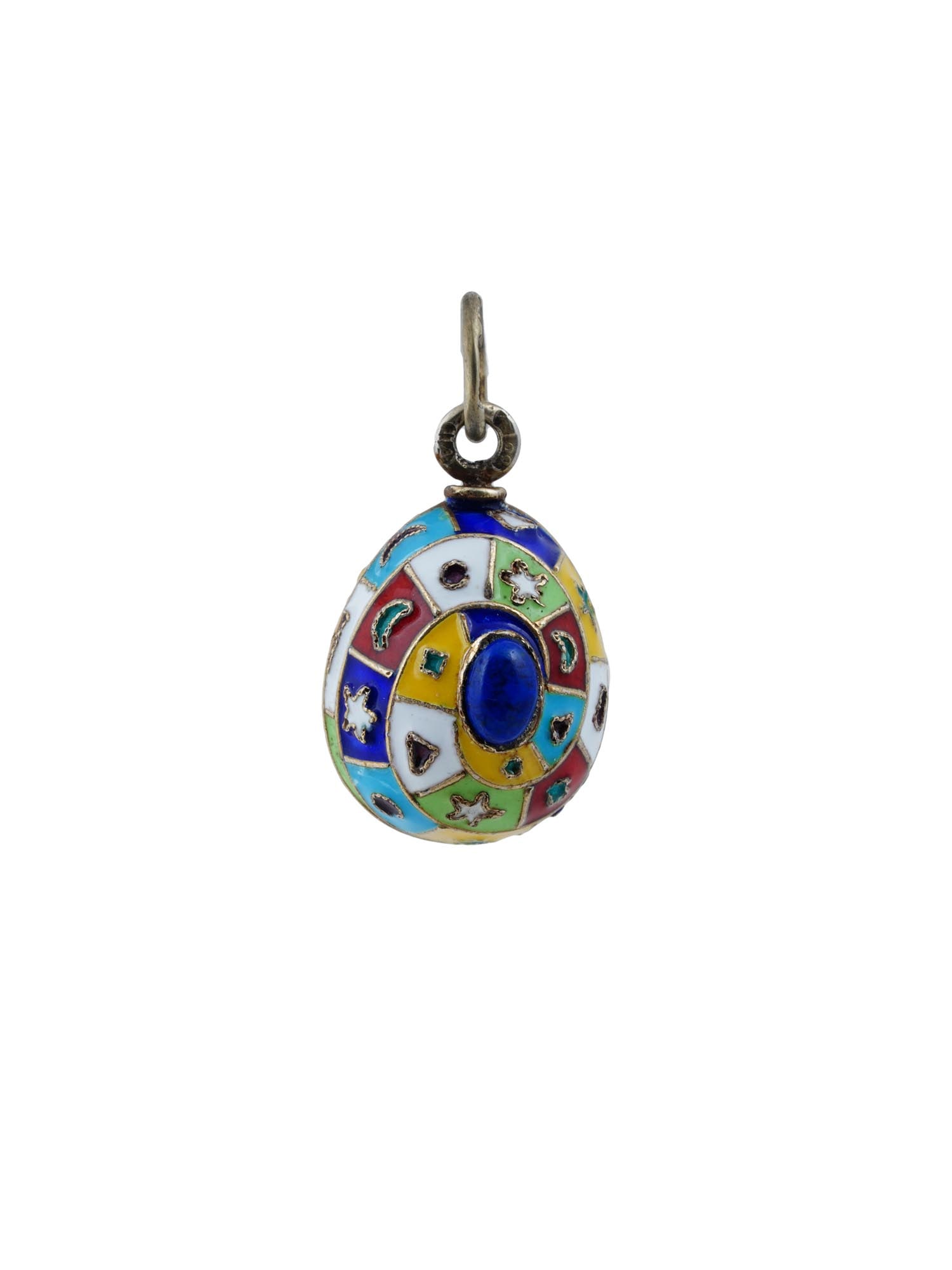 RUSSIAN GILT SILVER CLOISONNE ENAMEL EGG PENDANT (1 of 4)