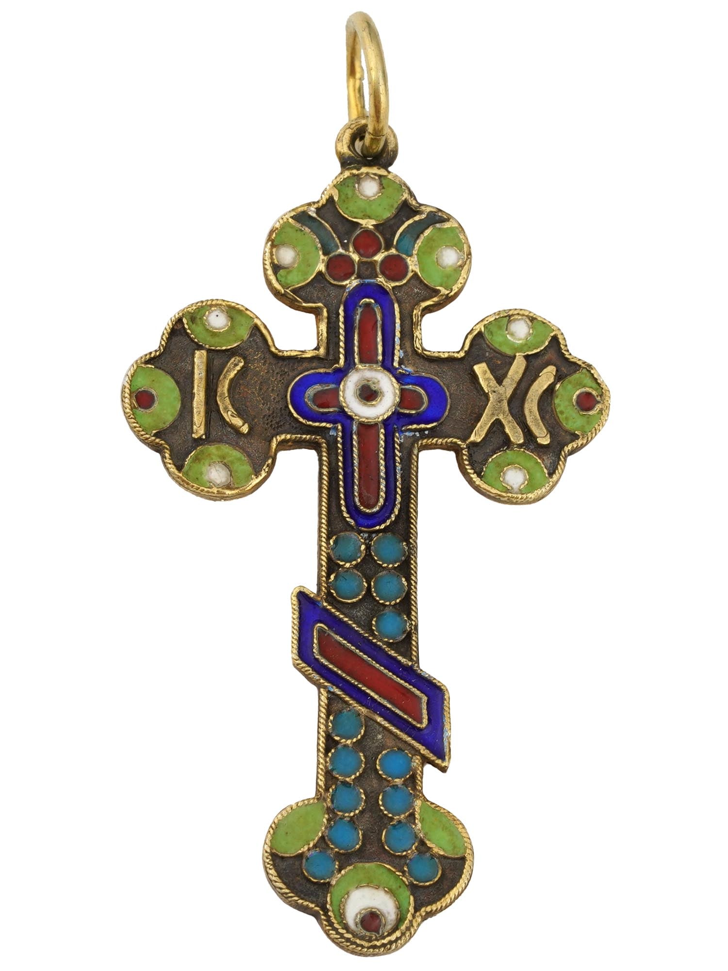 RUSSIAN 84 SILVER ENAMEL ORTHODOX CROSS PENDANT (1 of 7)
