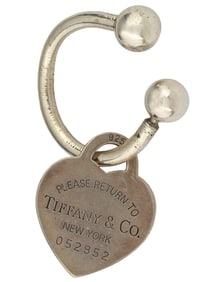 TIFFANY STERLING SILVER SCREWBALL KEY RING W TAG