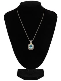 DAVID YURMAN GOLD AND SILVER TOPAZ PENDANT WITH CHAIN