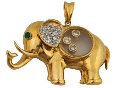 18K YELLOW GOLD AND DIAMONDS ELEPHANT PENDANT