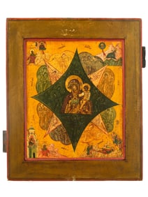 ANTIQUE RUSSIAN ICON MOTHER OF GOD OF THE UNBURNT BUSH