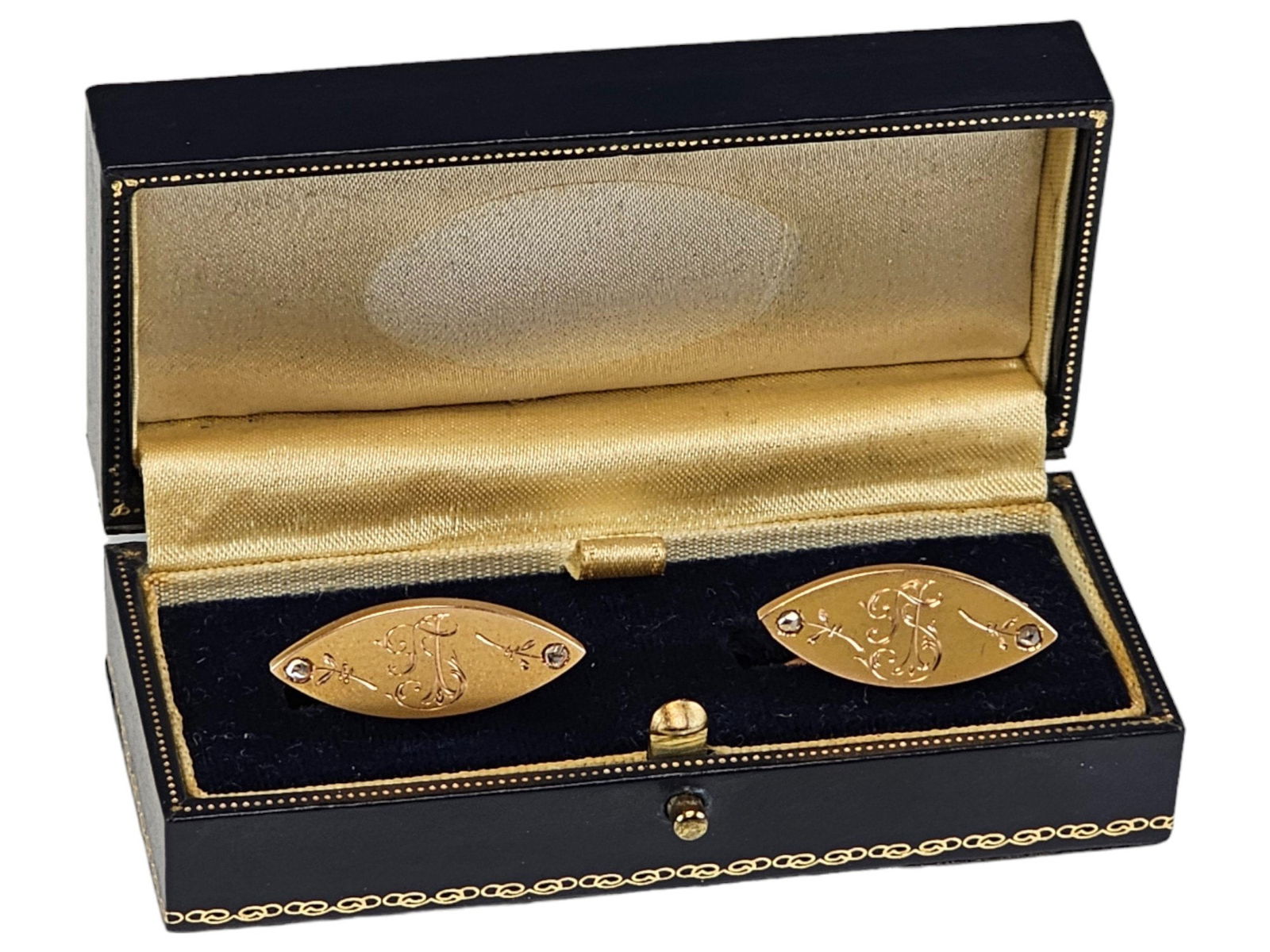 ANTIQUE RUSSIAN 14K GOLD AND DIAMONDS CUFFLINKS (1 of 7)