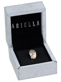 VINTAGE 14K GOLD SIGNET RING WITH DIAMONDS ON TOP