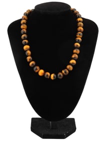VINTAGE BEADED DESIGN TIGER EYE STONE NECKLACE