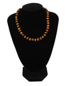 VINTAGE TIGER EYE STONE BALL SHAPED BEADED NECKLACE