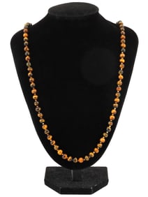 VINTAGE TIGERS EYE GEMSTONE BEADED NECKLACE