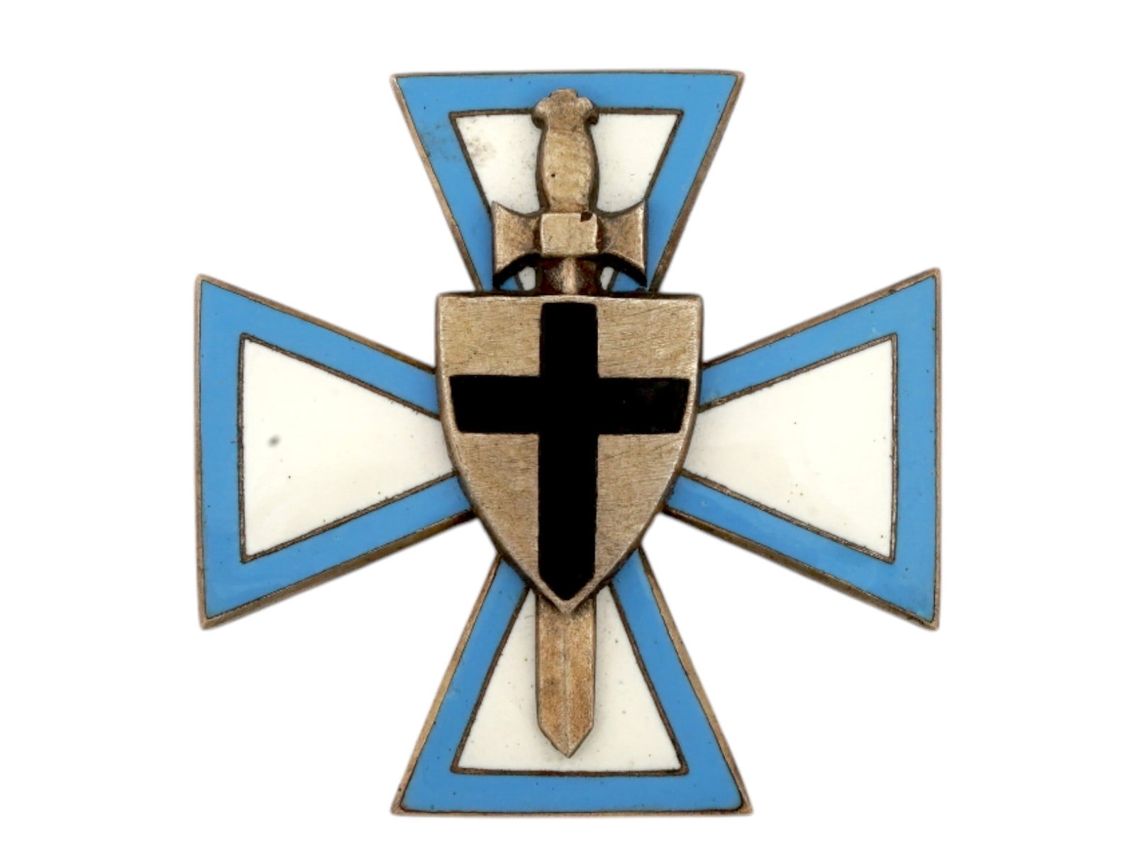 HONORARY BADGE OF GERMAN LEGION BALTIC LANDESWEHR: A Honorary badge of the White Army Legion Baltic Landeswehr or Landwehr with a sword. The cross was a sign of distinction for the White Guard troops, formed from people of German origin living in the 