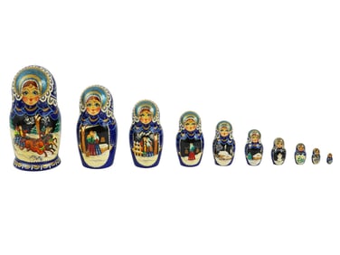 VINTAGE RUSSIAN HAND PAINTED WOOD MATRYOSHKA DOLL
