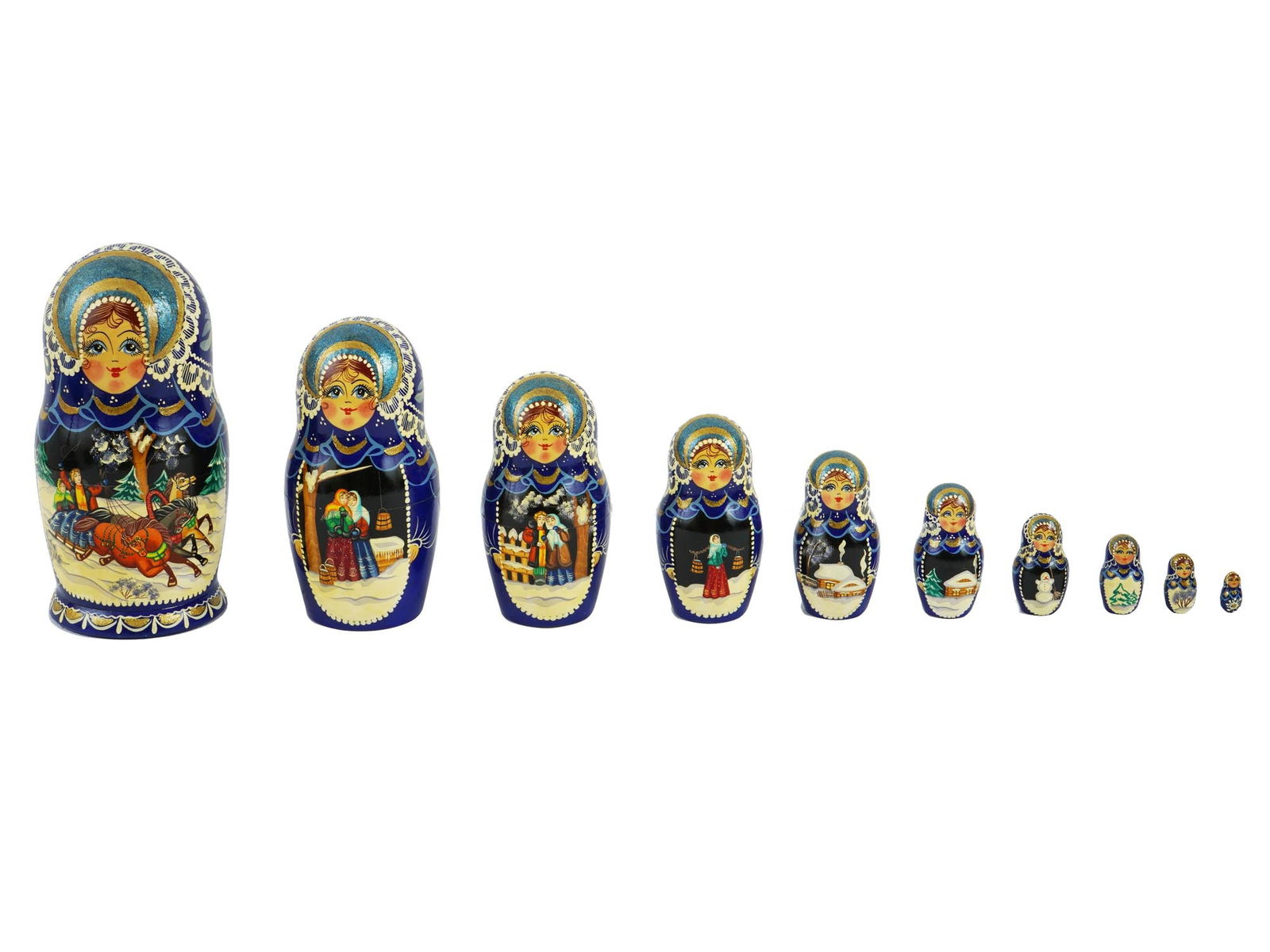 VINTAGE RUSSIAN HAND PAINTED WOOD MATRYOSHKA DOLL (1 of 7)