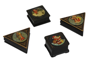 VINTAGE RUSSIAN FEDOSKINO LACQUER TRINKET BOXES