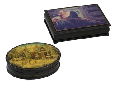 VINTAGE RUSSIAN FEDOSKINO LACQUER TRINKET BOXES